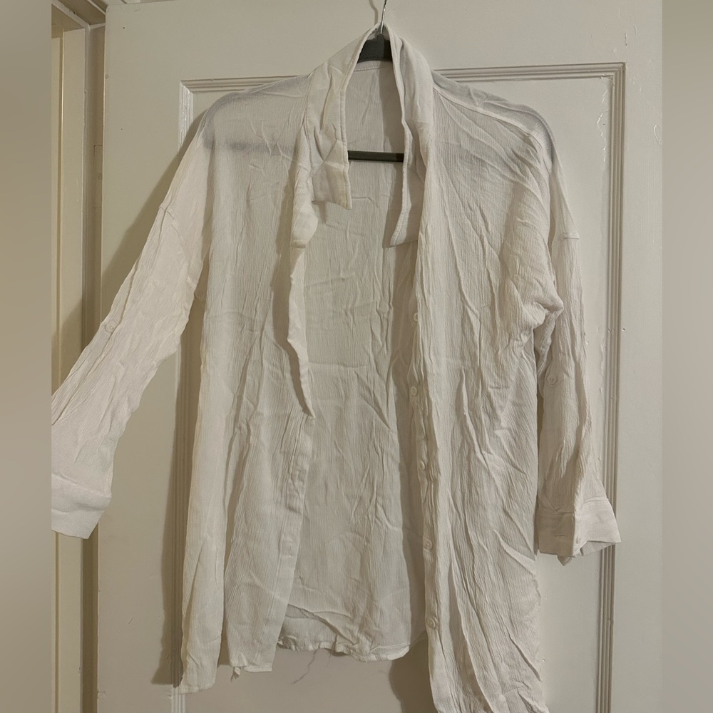 White Longs Sleeve Cover Up